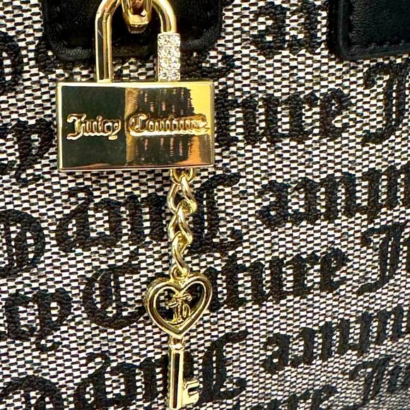 Juicy Couture Black & Gray Eastside Westside Satchel Bag Vegan Leather - Picture 9 of 11